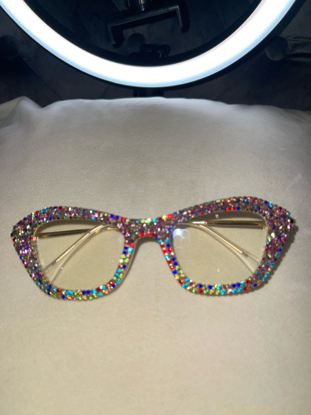 Sparkling Multicolor Rhinestone Cat Eye Glasses